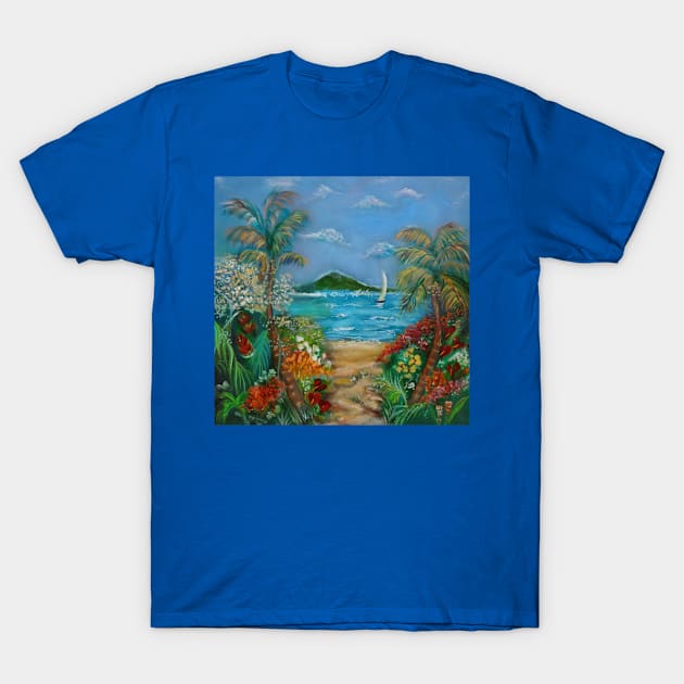 Tropical Sandy Beach T-Shirt by jennyleeandjim